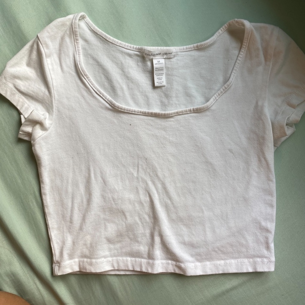 Ambiance - White short sleeve crop top